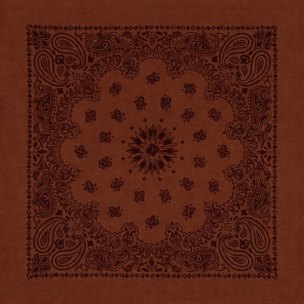 Black on Cocoa Western Paisley Bandana - Single Piece - 27x27