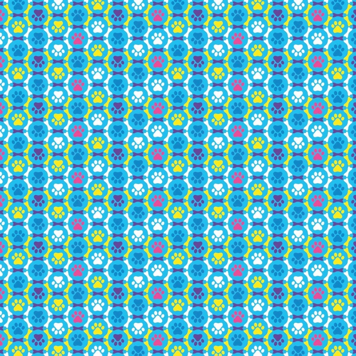 Puppy Paws Turquoise Bandana - Single Piece 22x22